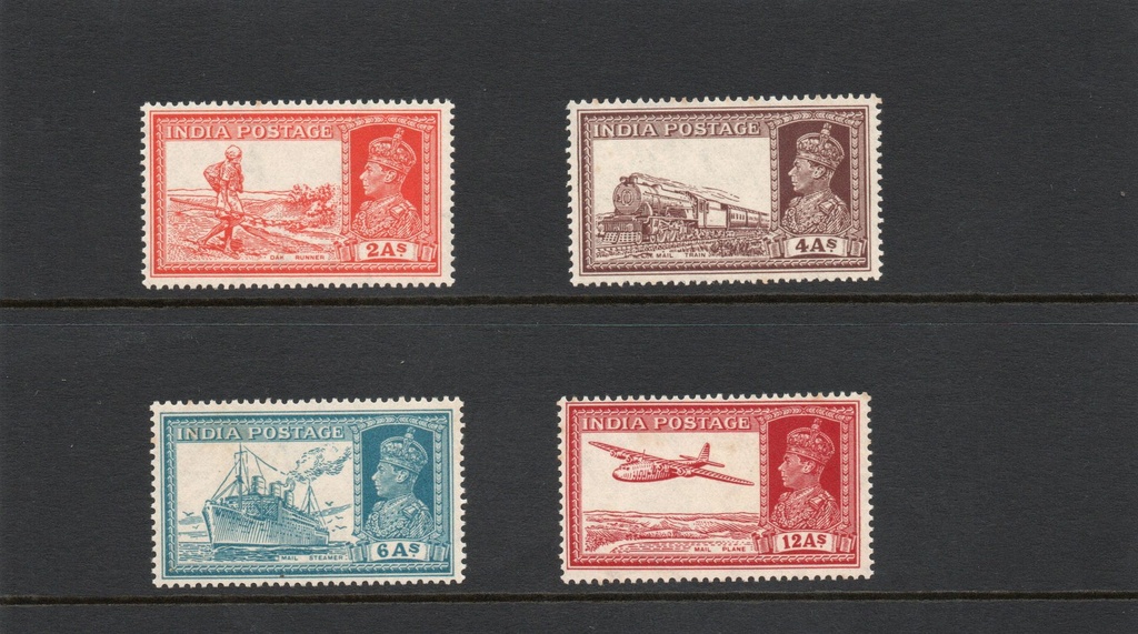 [SA 003] INDIA - 1937-40 2a, 4a, 6a and 12a (SG 251, 255, 256 & 258) NHM. (4)