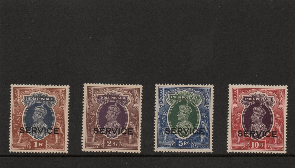 [SA 005] INDIA - OFFICIAL 1937-39 1R to 10R, SG O135/38, NHM. (4)