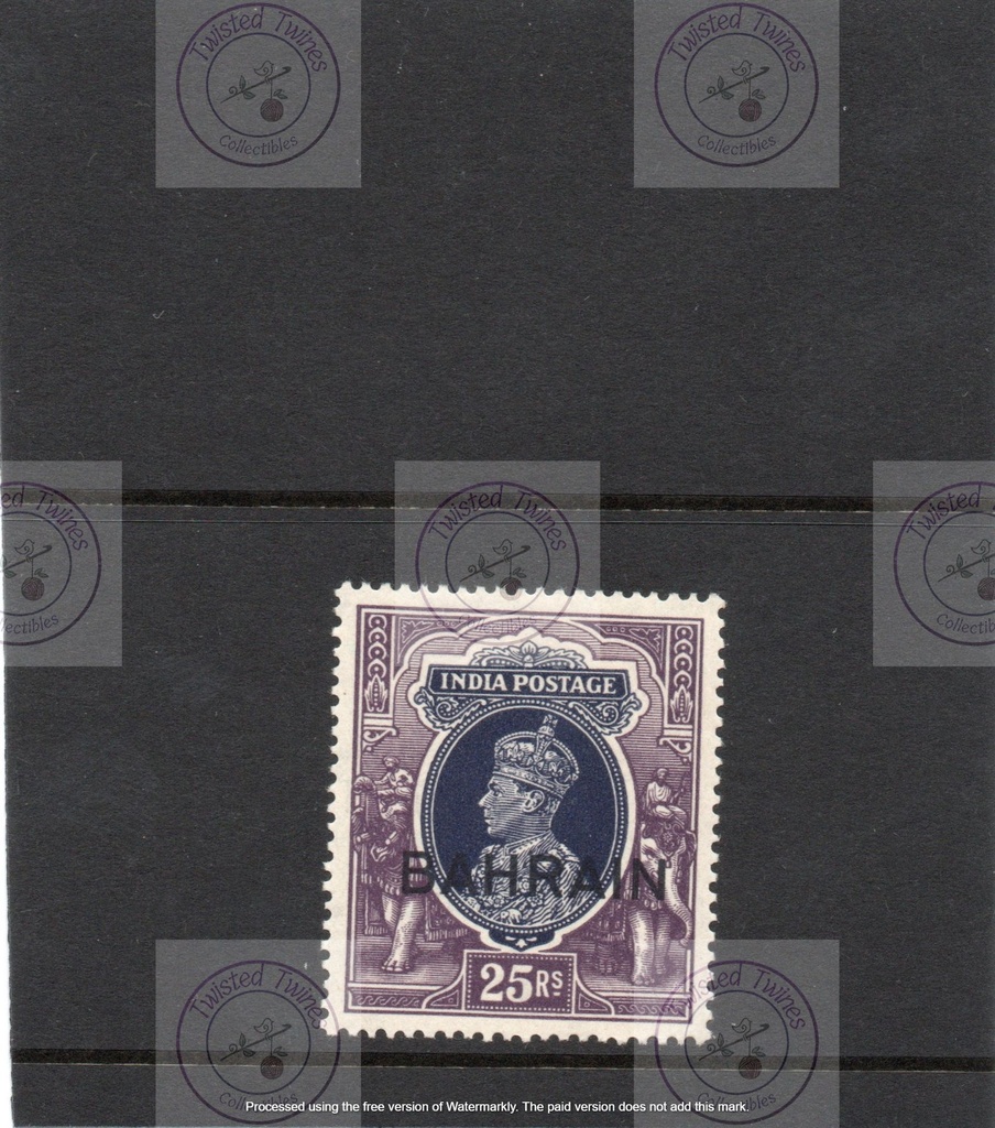 [SA 013] BAHRAIN - 1938-41  25r slate-violet & purple, KGVI India overprinted, SG 37, very fine mint top ...
