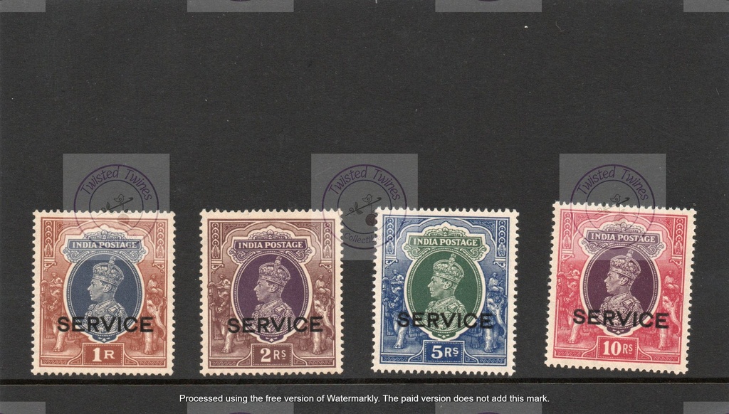 [SA 017] INDIA - OFFICIAL 1937-39 1R to 10R, SG O135/38, NHM. (4)