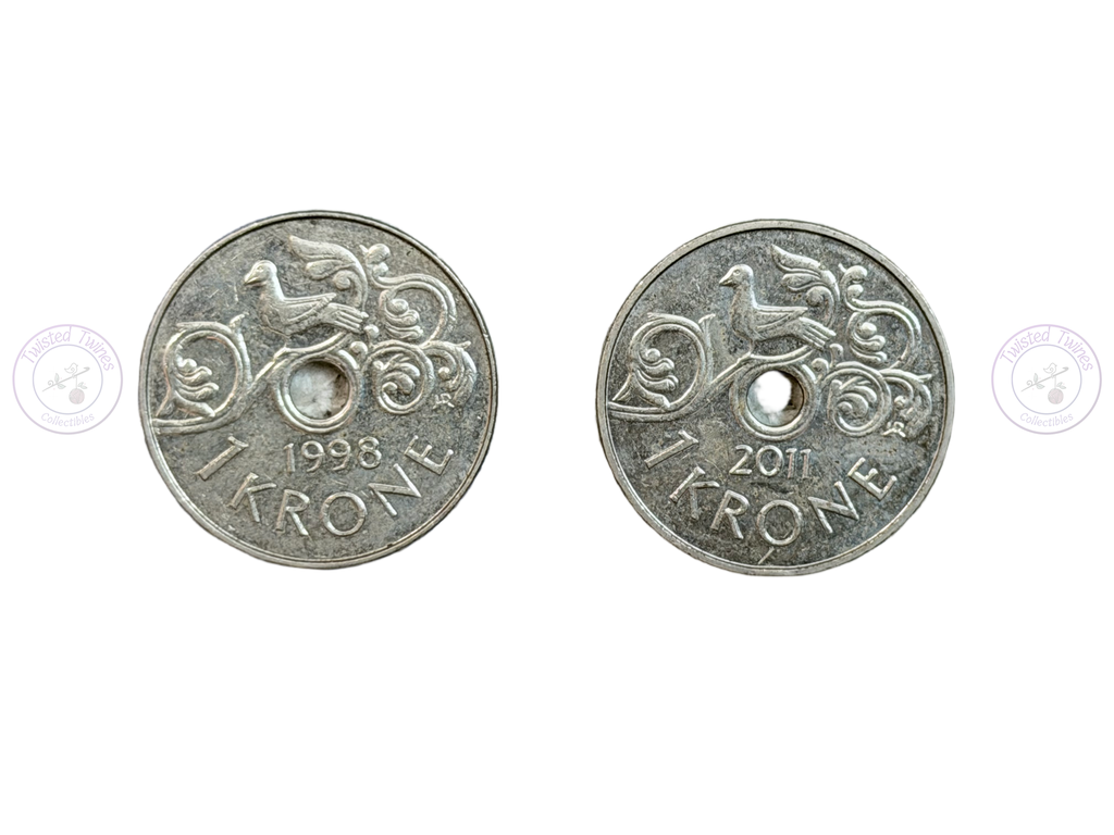[FIC 040] Norwegian 1 Krone coins (2 COINS SET)