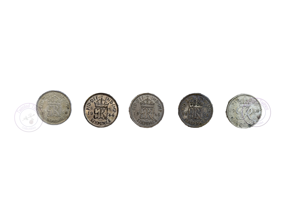 [FIC 028] UK-six Pence Coins Issued During the 1937–1952 Reign of George VI (5 Coin Set)