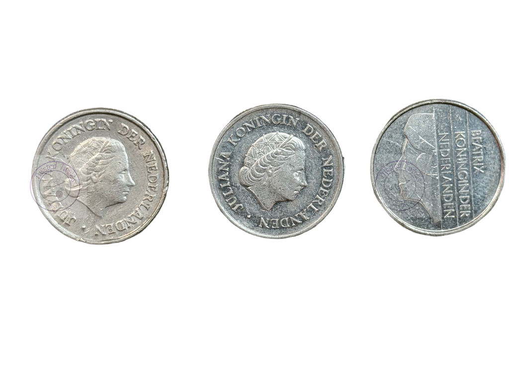 [FIC 043] Netherlands  25 Cent (“Quarter Gulden”) coins (3 COINS SET)