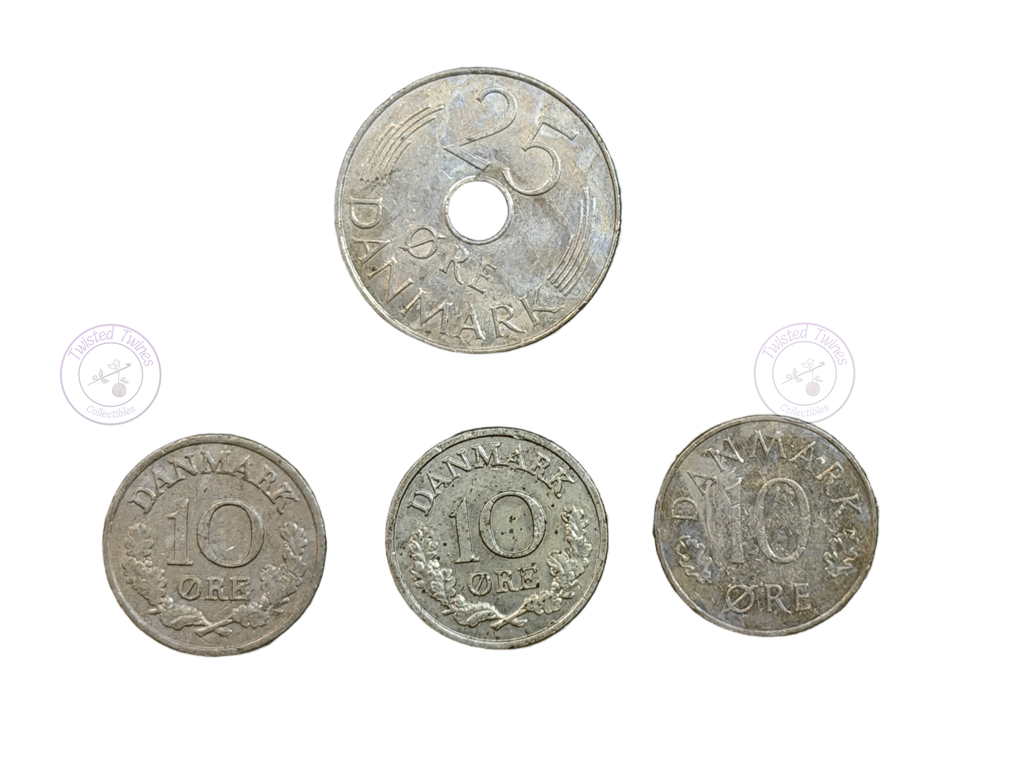 [FIC 048] Denmark 10 Øre coins & 25 Øre coin (4 COINS SET)