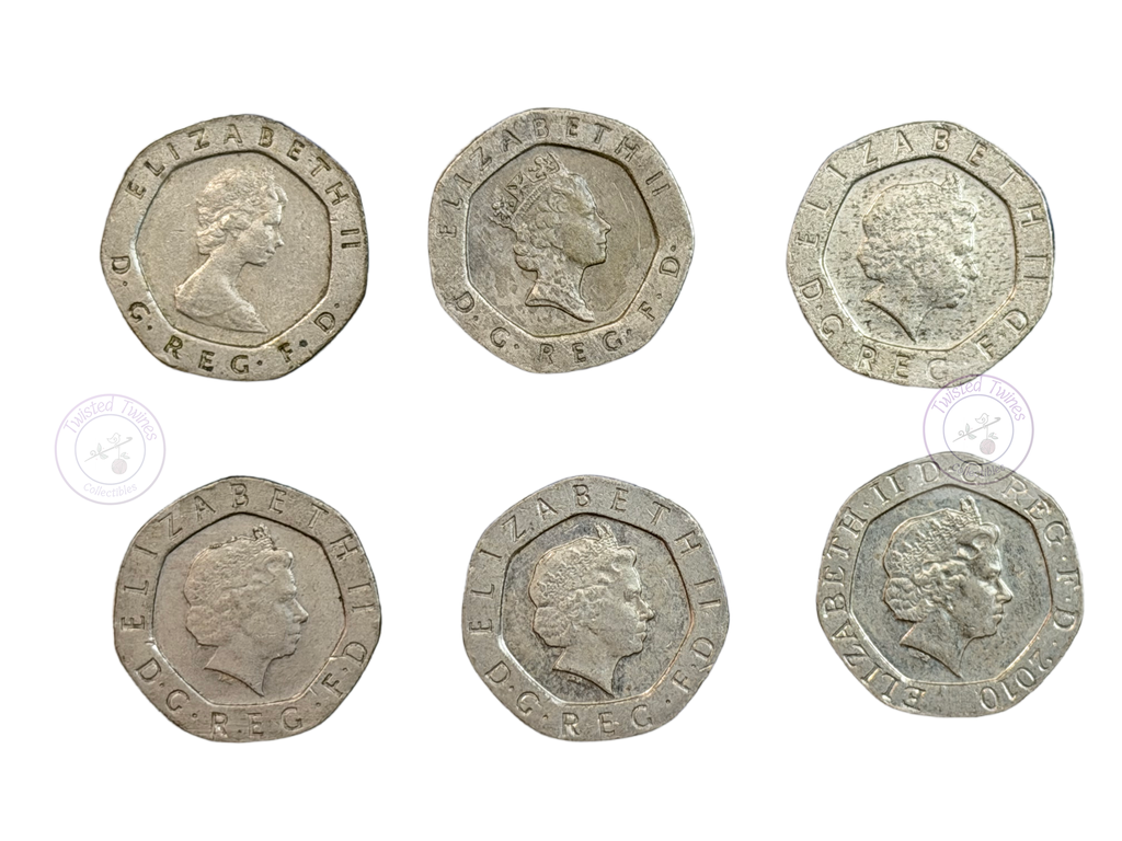 [FIC 030] British Twenty Pence (20p) coins from the United Kingdom (6 COIN SET)