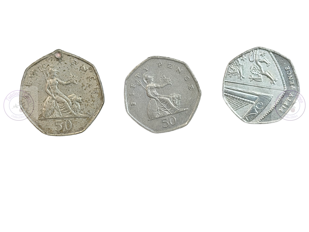[FIC 033] UK 50 Pence coins (3 COIN SET)