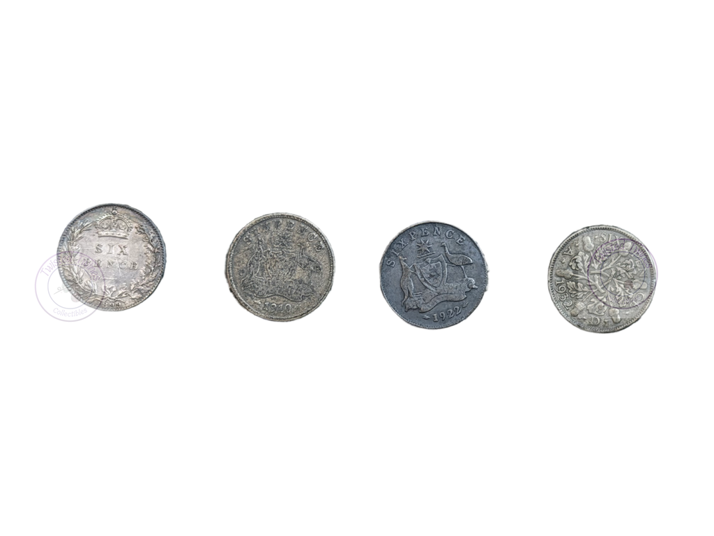 [FIC 027] British and Australian sixpence issues from the early–mid 20th century (4 Coin Set)