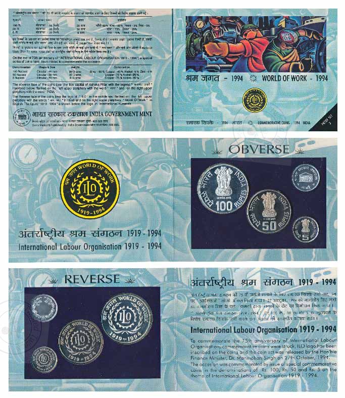 [PC 176] 1994 International Labour Organization (ILO) Proof Set – Government of India Commemorative Coin Collection