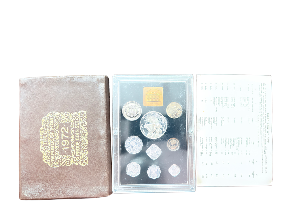 1972 25th Anniversary of Indian Independence Proof Set – Government of India Commemorative Coin Collection