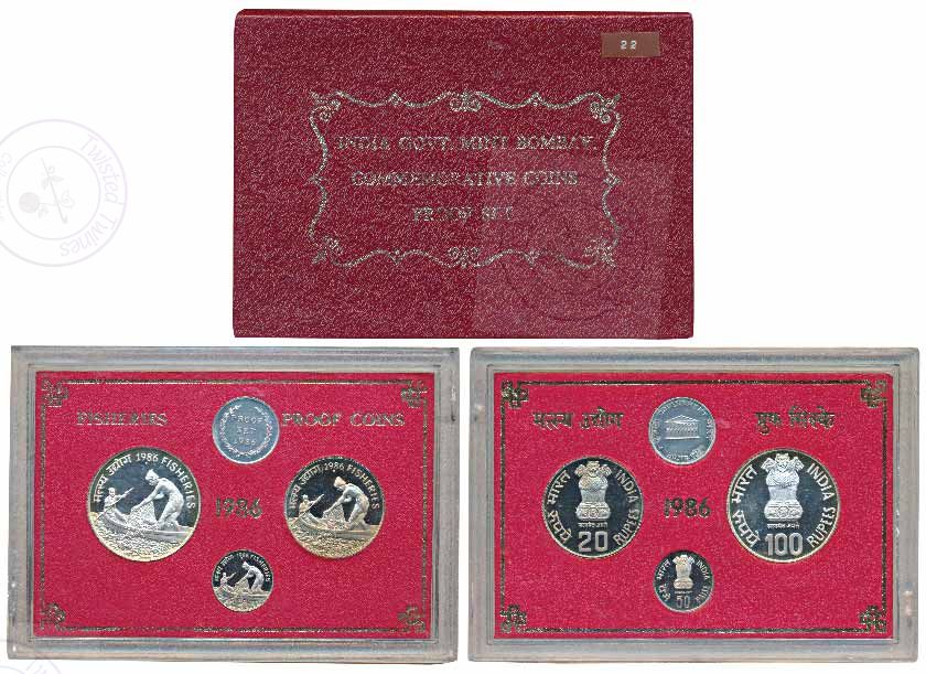 [PC 161] 1986 Fisheries Development Commemorative Coin / Proof Set – Government of India Numismatic Collectible