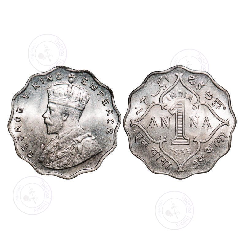 [AC 008] George V, Copper-Nickel, 1 Anna, 1935, Bombay Mint, Dot. GK 1166. Brilliant Uncirculated. Scarce.