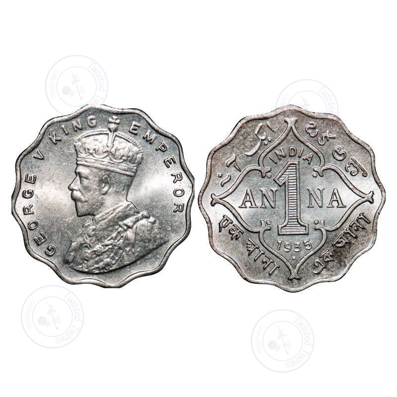 [AC 009] George V, Copper-Nickel, 1 Anna, 1935, Bombay Mint, Dot. GK 1166. Uncirculated. Scarce.