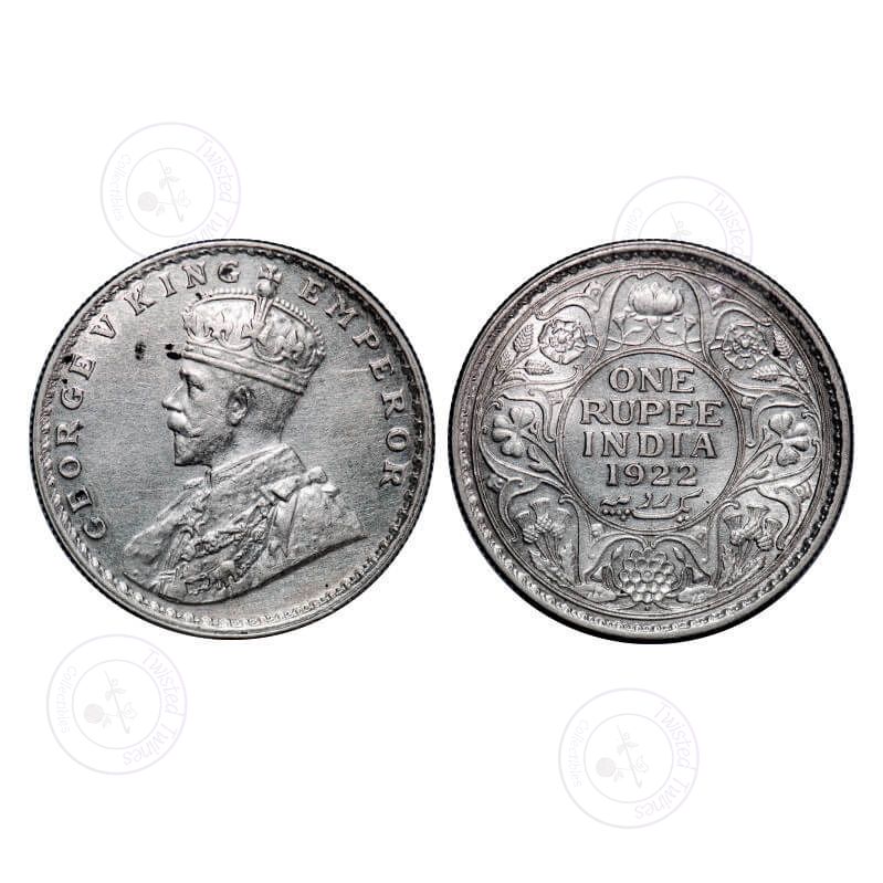 [AC 056] George V, Silver, Rupee, 1922, Bombay Mint, Dot. GK 1044. Extremely Fine+. Scarce.