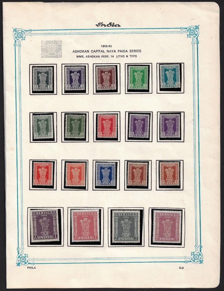 [RIS 1] India 1958–1963 Ashokan Capital Naya Paisa definitive stamps
