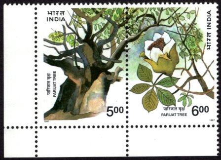 [RIC 8] 1997 Se-tenant Stamp – Parijat Tree (Left Bottom Margin Stamp)