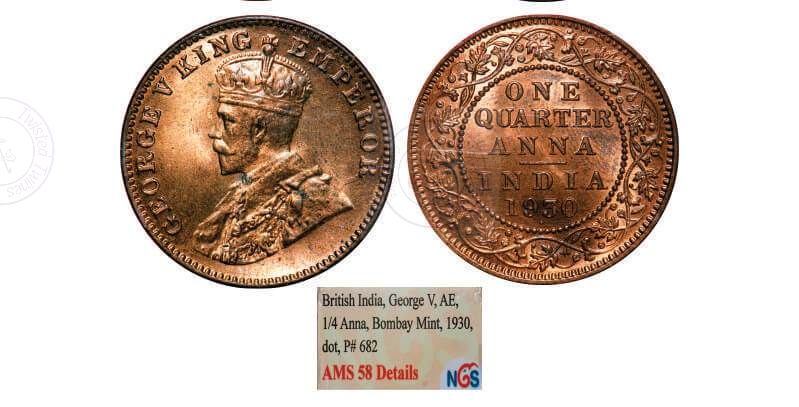 1930 George V Quarter Anna Pair – Bombay Mint (Dot) | Two Distinct Date Varieties | NGS Certified