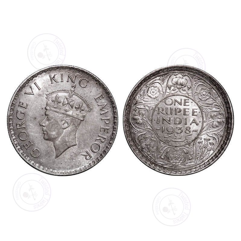 [AC 60] George VI Silver Rupee, 1938 – Bombay Mint (Dot Mint Mark) Rare in AU grade