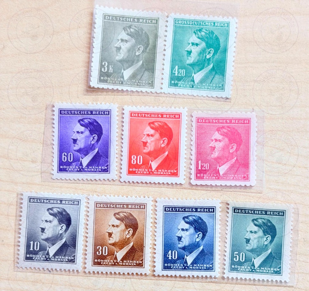 [FS 3] "1942–1945 Böhmen und Mähren (Protectorate of Bohemia & Moravia) Adolf Hitler Definitive Stamp Set (9 Values), MNH, WWII German Occupation Issue."