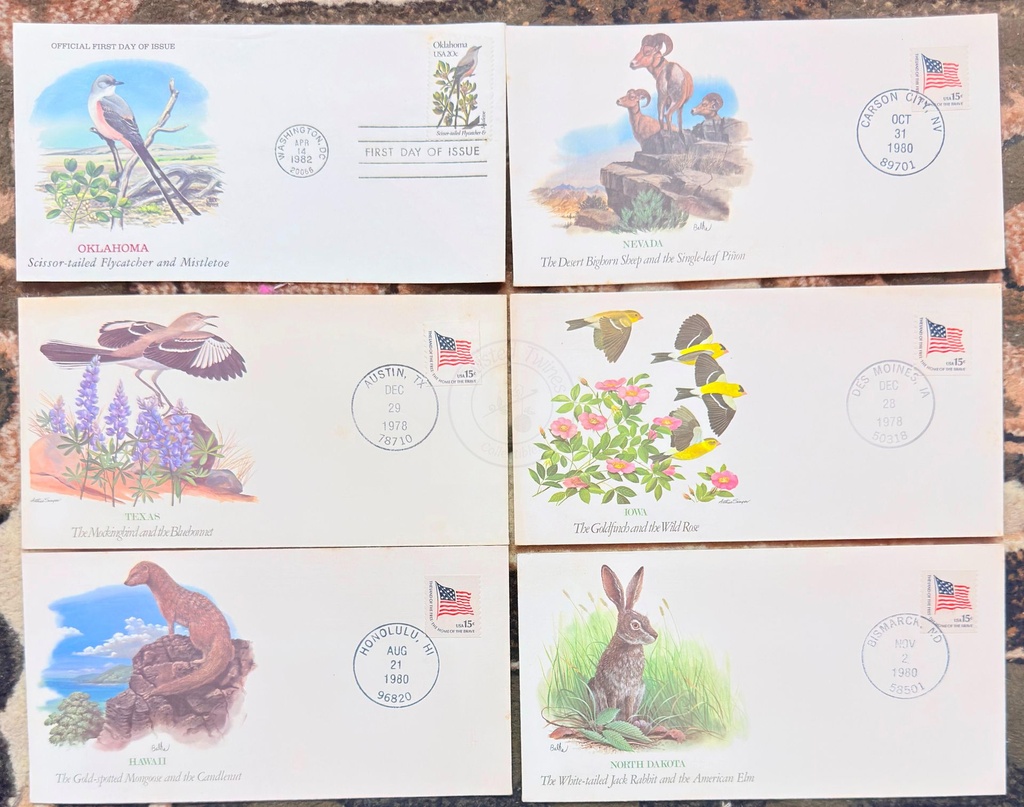 United States State Birds & Flowers First Day Covers (Official First Day of Issue Collection, 1978–1982 & Later Issues)