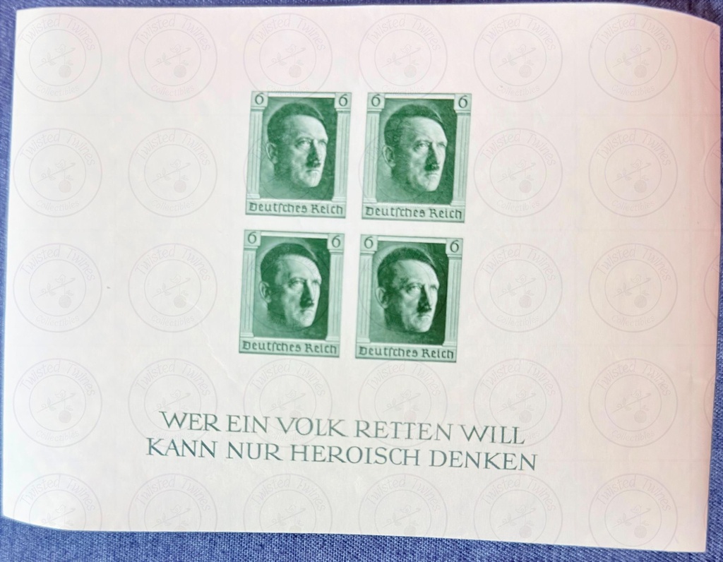 [FS 9] Germany (Third Reich) – 1937 Adolf Hitler Imperforate Souvenir Sheet (Proof/Essay Type)