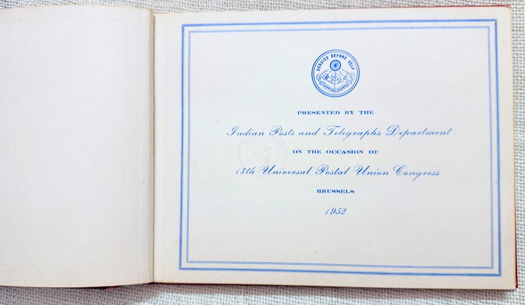 [STP 57] 1952 Indian Post & Telegraph department UPU congress Brussels Presentation pack