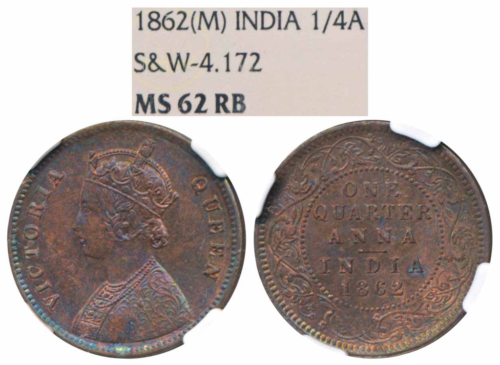 Victoria Queen, Copper ¼ Anna, 1862