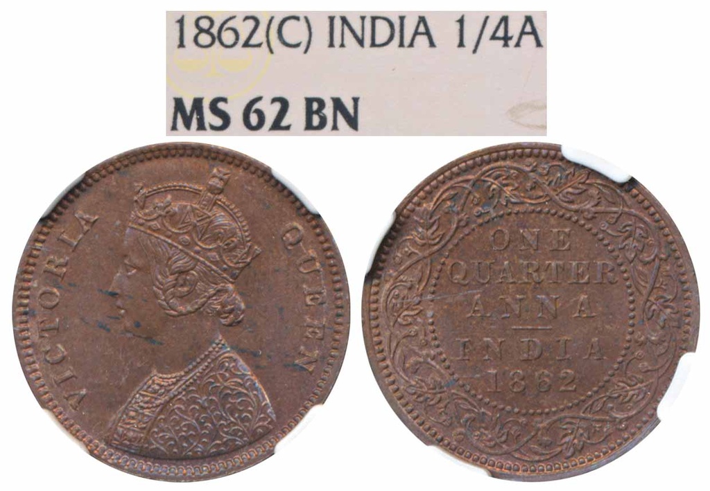 Victoria Queen, Copper ¼ Anna, 1862