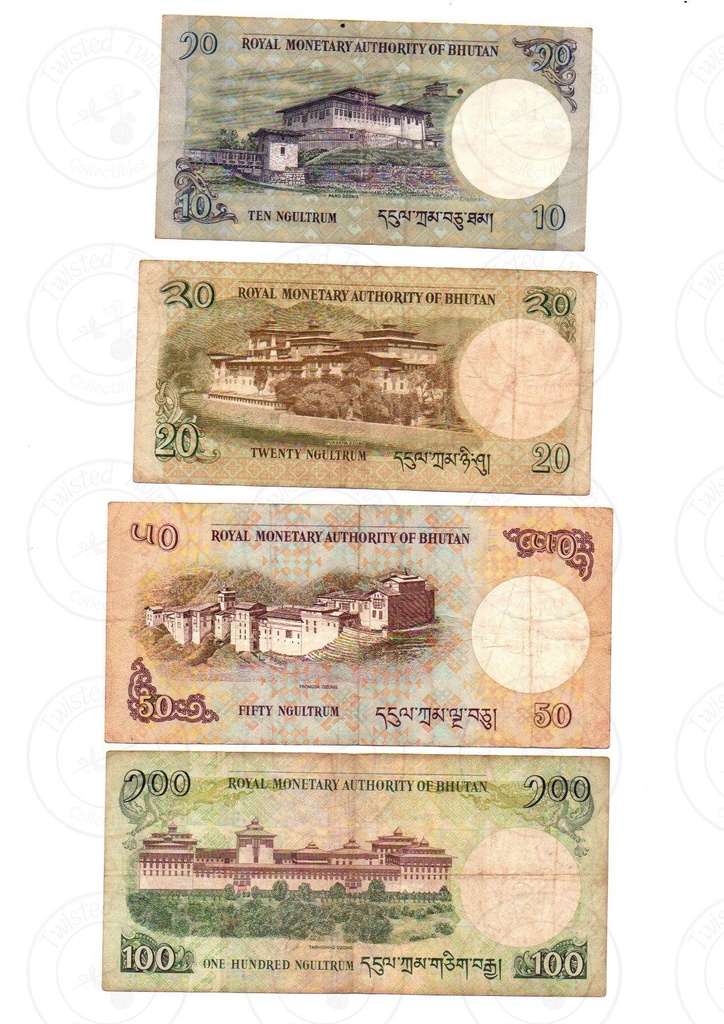 [FCN 012] Modern Royal Monetary Authority of Bhutan (RMA) 4 x banknotes