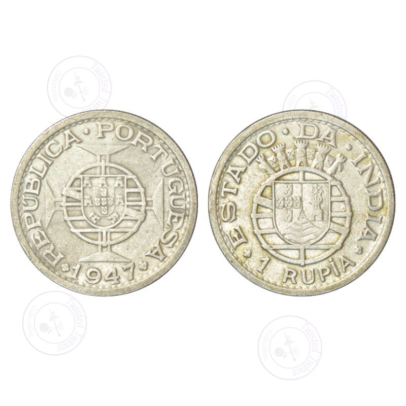 Portuguese India 1 Rupia 1947 Silver KM#27 – Republica Portuguesa – Scarce