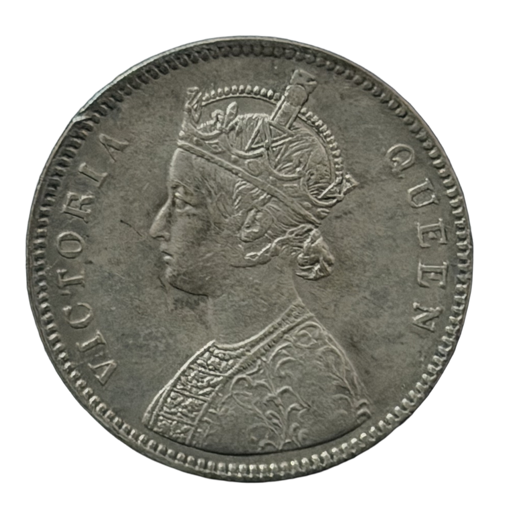 [BIC 007] British India 1 Rupee, Bombay Mint, 1862 5 Dot