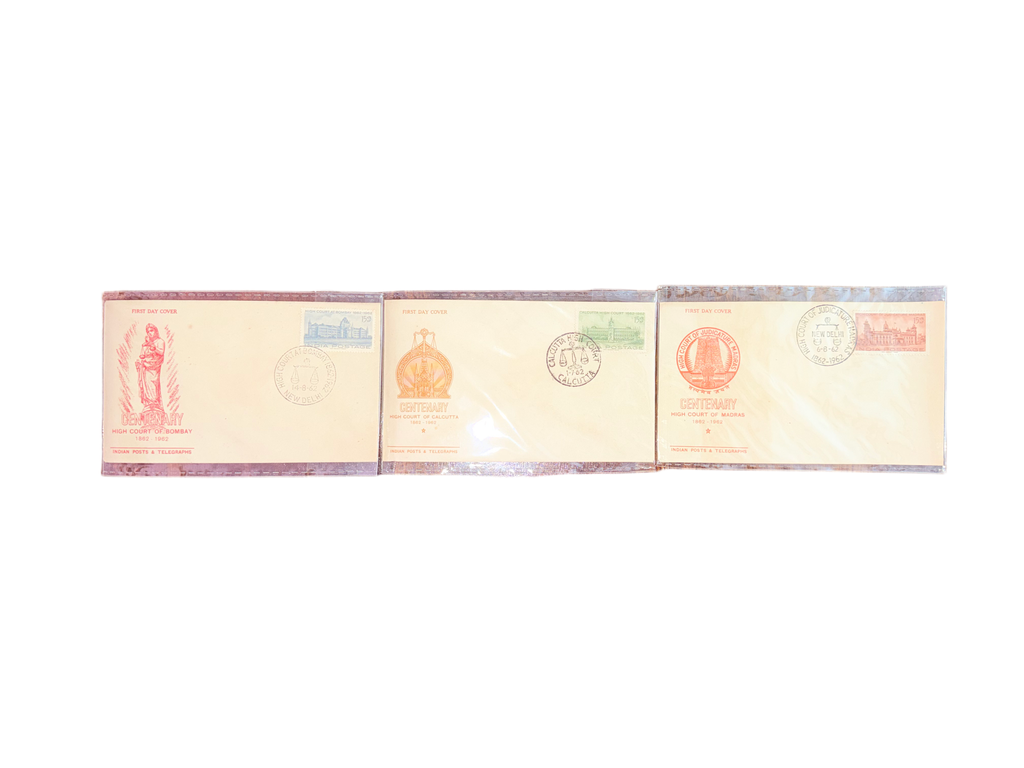 1962 – Centenary of the High Courts: Bombay, Calcutta and Madras — 3 FDCs