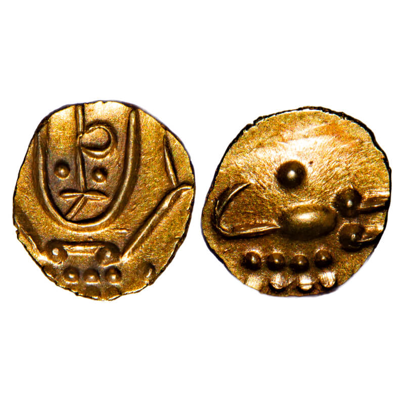 Maratha Confederacy – Tanjore Gold Fanam | Venkaji | 0.38 g | K. Ganesh 10.2 / M&W TI | Uncirculated | Scarce