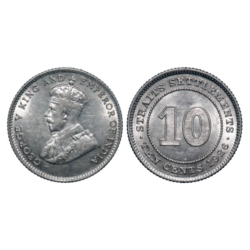 Straits Settlements 10 Cents 1926 – George V | KM 29b | Uncirculated | Scarce