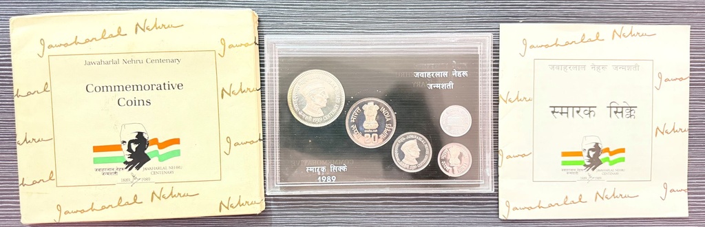 1989 Jawaharlal Nehru Birth Centenary 4-Coin Proof Set – Bombay Mint