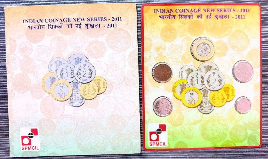 2011 Indian Coinage New Series – 5-Coin Uncirculated Set – Mumbai Mint